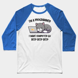 Coder Cat Programmer Funny Computer Scientist Baseball T-Shirt